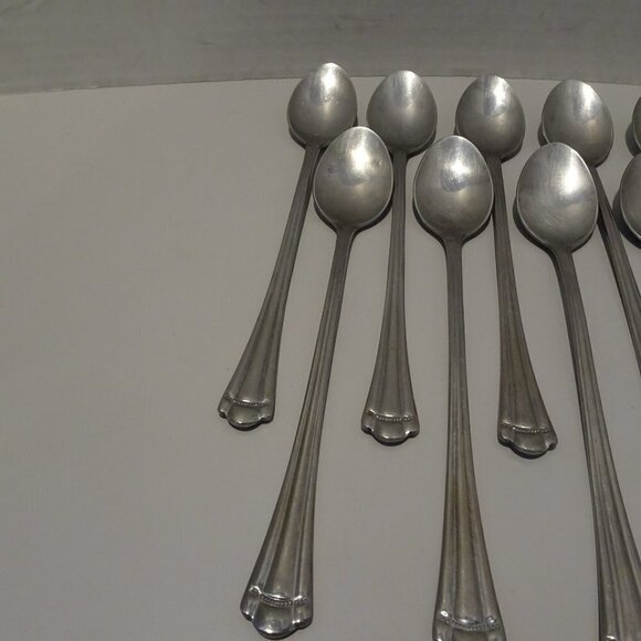 LOT 11 Farberware Romance Stainless Teaspoons Indonesia 6 1/4" Iced Tea Spoons - Picture 2 of 5
